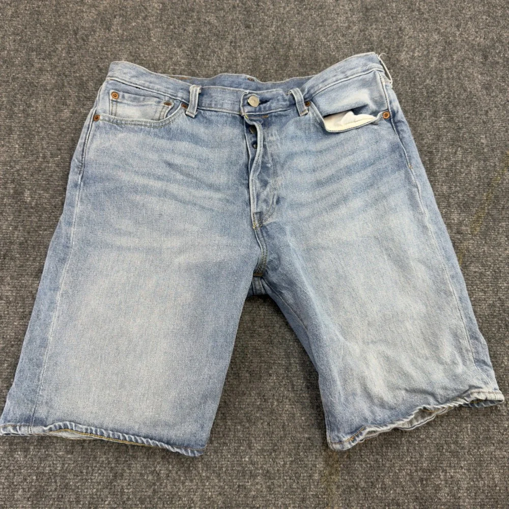 Levis Premium 501 Denim Shorts Light Wash Blue Size 34 Summer Americana